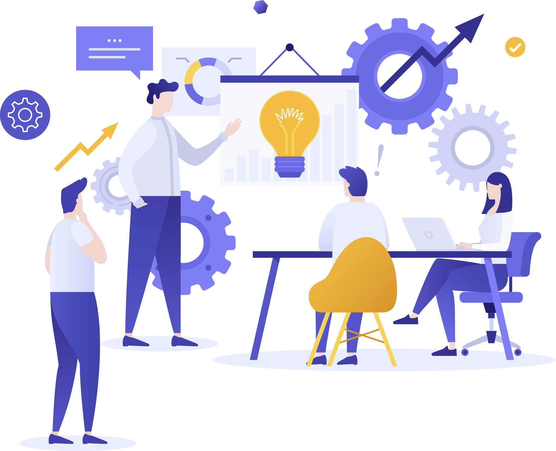 kaufmaennischeAbteilung_Contentbild Gruppe Menschen im Buero, die Daten und Fakten besprechen